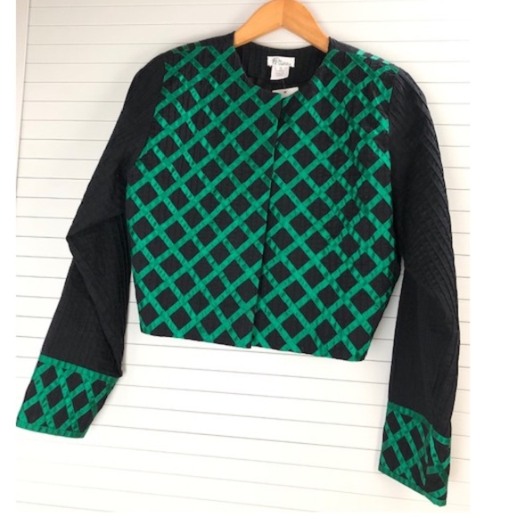 NWT Tachi Castillo Black Cotton Bolero Jacket Embellished w Satin Ribbons S - Picture 2 of 9